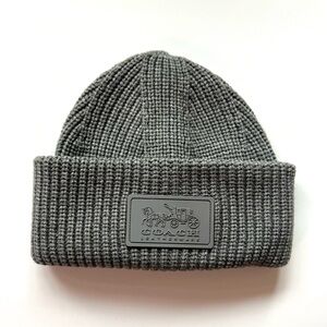Coach Charcoal Ribbed Beanie